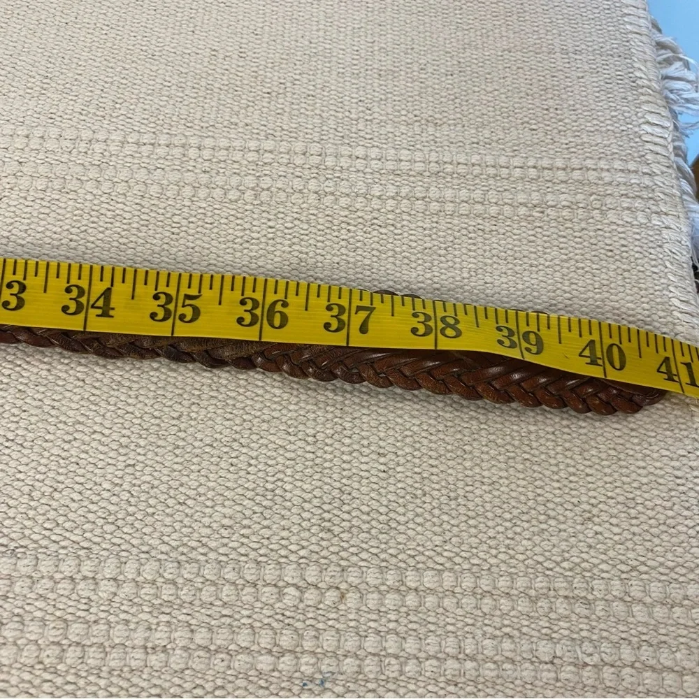 Vtg Italian Leather Braided Woven Western Belt Brown Womens size Small